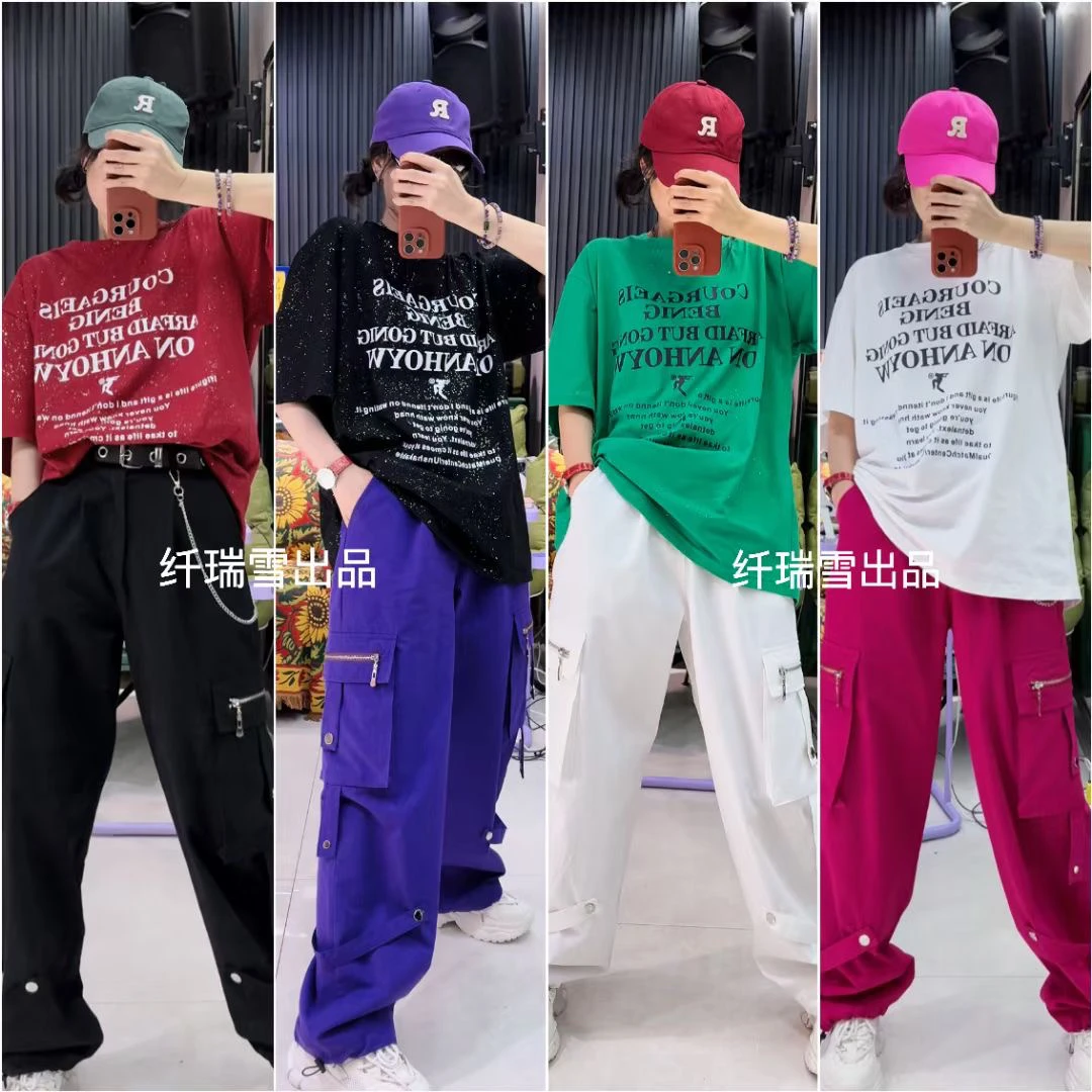 纤瑞雪新品409款洒金莼棉短袖+408薄款水洗棉工装裤