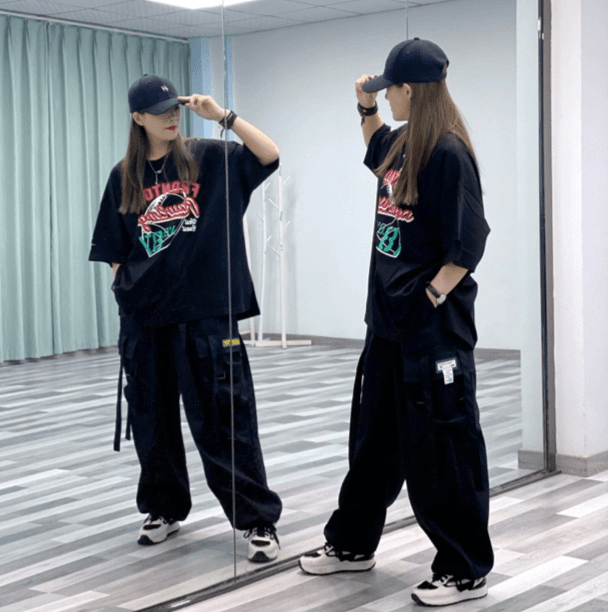 新款9370#莼棉洗哈宽松大版T 2227#水洗棉飘带大版裤