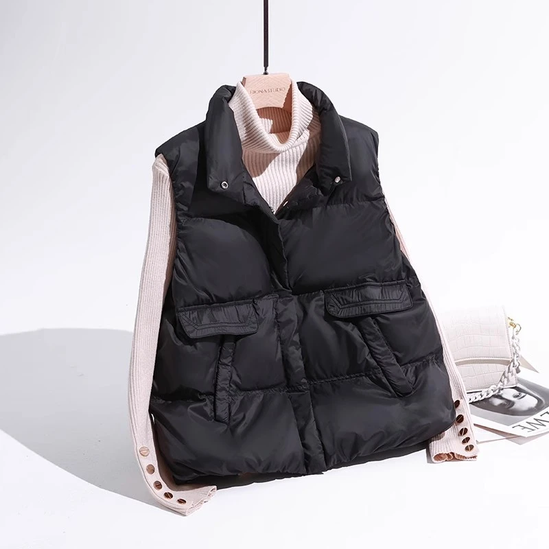 雅鹭白鸭绒羽绒马甲外穿羽绒服女款新款马夹背心宽松坎肩外套韩版