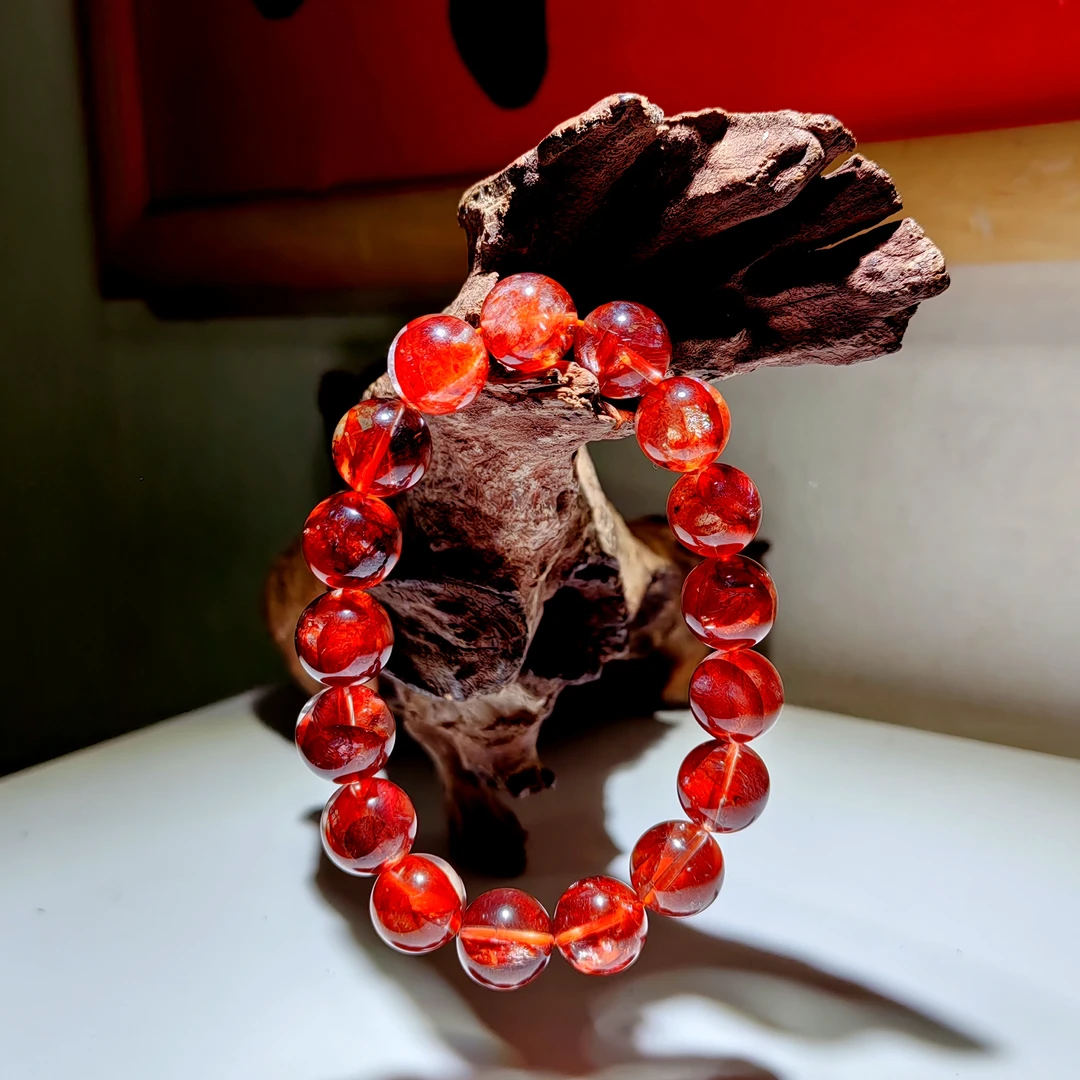 非金属布艺手链 珍藏 高品 天然红胶花 凤凰鸠羽  血红养颜