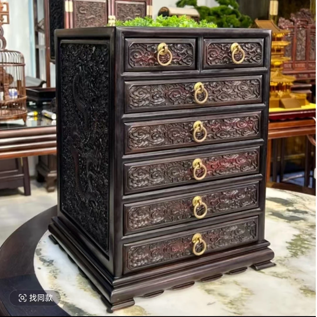 三匠红木 大红酸枝雕龙七斗柜 30*30*39cm sj008