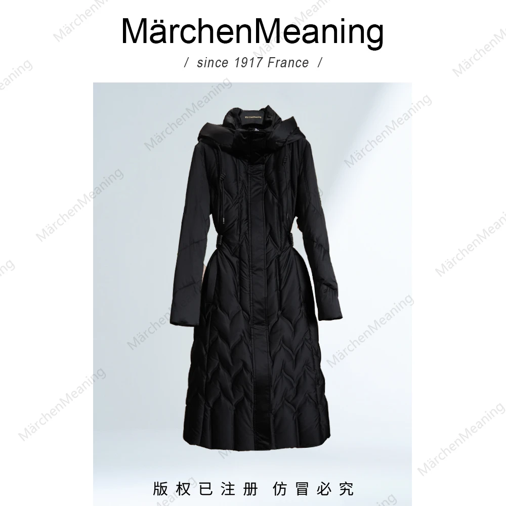 MärchenMeaning冬季高级定制气质时尚外套设计师黑色羽绒服外套