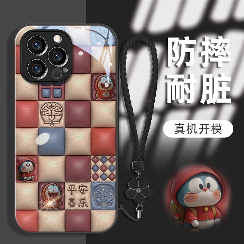 多啦欢喜苹果13/14/15全包手机壳vivo/oppo华为mate60pro玻璃壳女