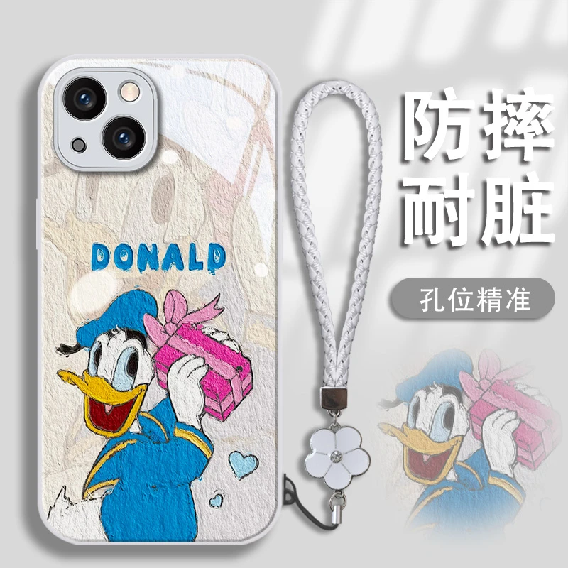 适用于苹果华为VIVOOPPO小米油画唐老鸭钢化玻璃壳防摔手机壳女