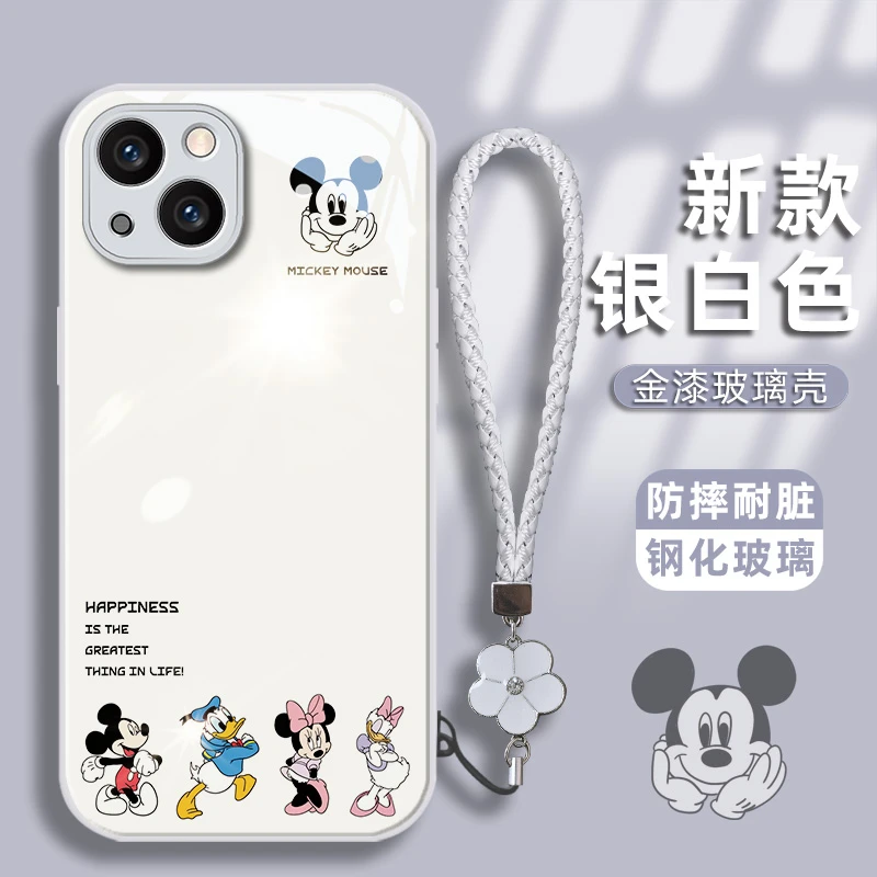 适用苹果/华为/vivo/oppo/小米可爱米奇金漆玻璃壳女防摔手机壳
