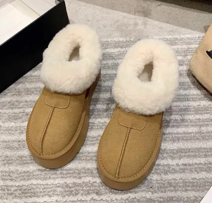 短筒雪地靴女款冬季厚底雪地靴增高短筒加绒加厚保暖防滑毛毛口