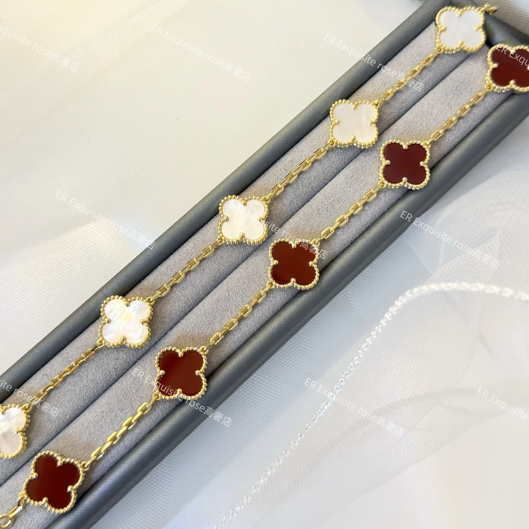 合金手链 五花系列幸运四叶草手链轻奢气质时尚百搭中古风精致