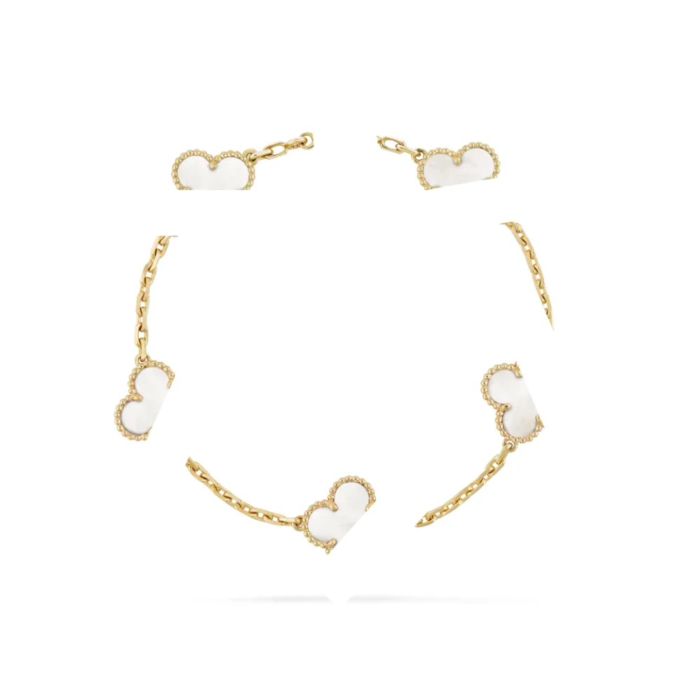 铜合金珐琅手链 3344 梵家-手链-黄金色-白贝四叶草五花-v金镀金