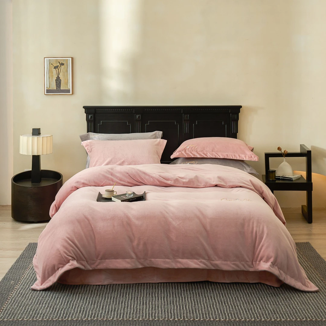 锦棉绒四件套纯色加绒轻奢加厚