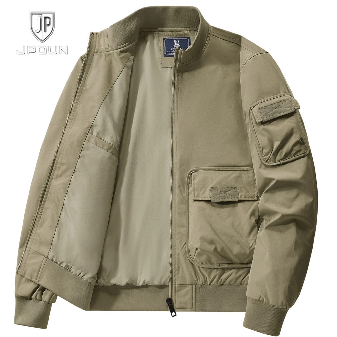 JPDUN春秋季男士百搭工装夹克休闲时尚宽松上衣立领飞行员外套