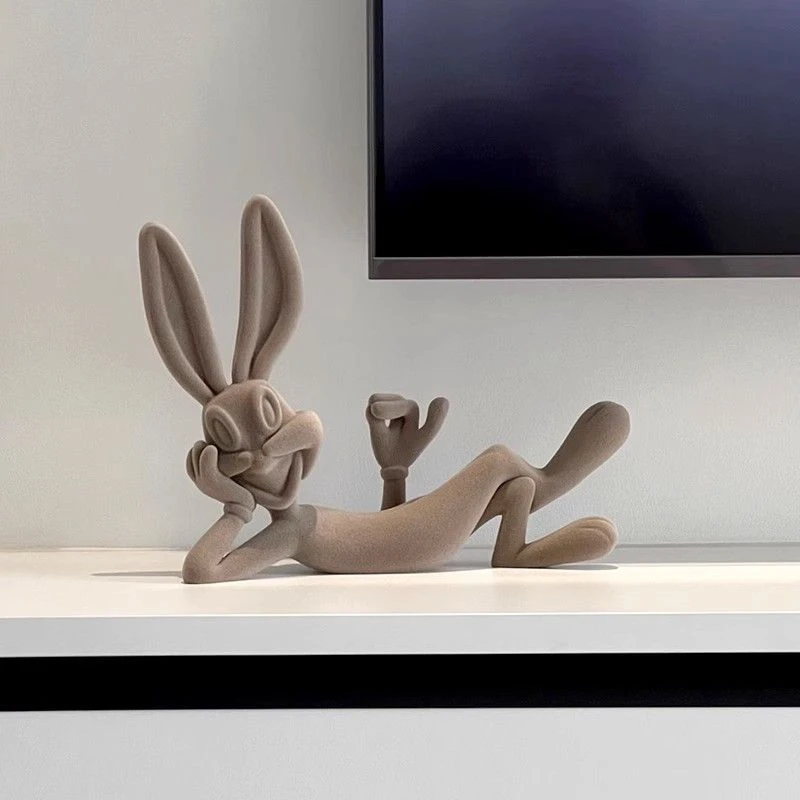 高档躺姿兔八哥摆件卡通现代简约客厅展示柜酒柜玄关小众家居摆设