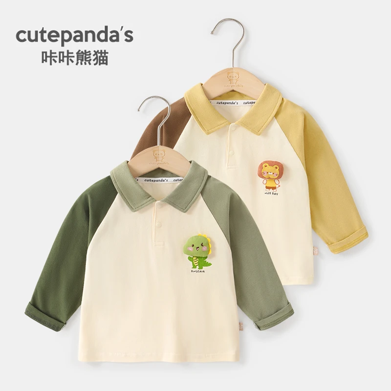 【现货】婴儿衣服休闲polo领长袖T恤春装春秋儿童长袖t恤男童Y8984