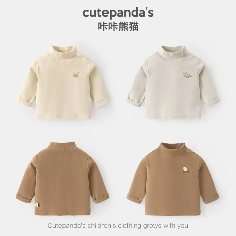 【现货】婴儿衣服加绒高领打底衫长袖T恤冬装秋冬宝宝儿童上衣Y9061