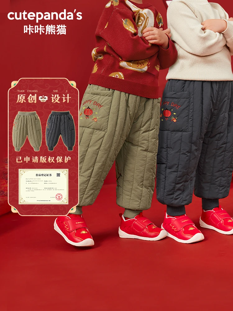 【现货】婴儿拜年服新年款加绒加厚长裤子冬装宝宝加绒裤子Y8894