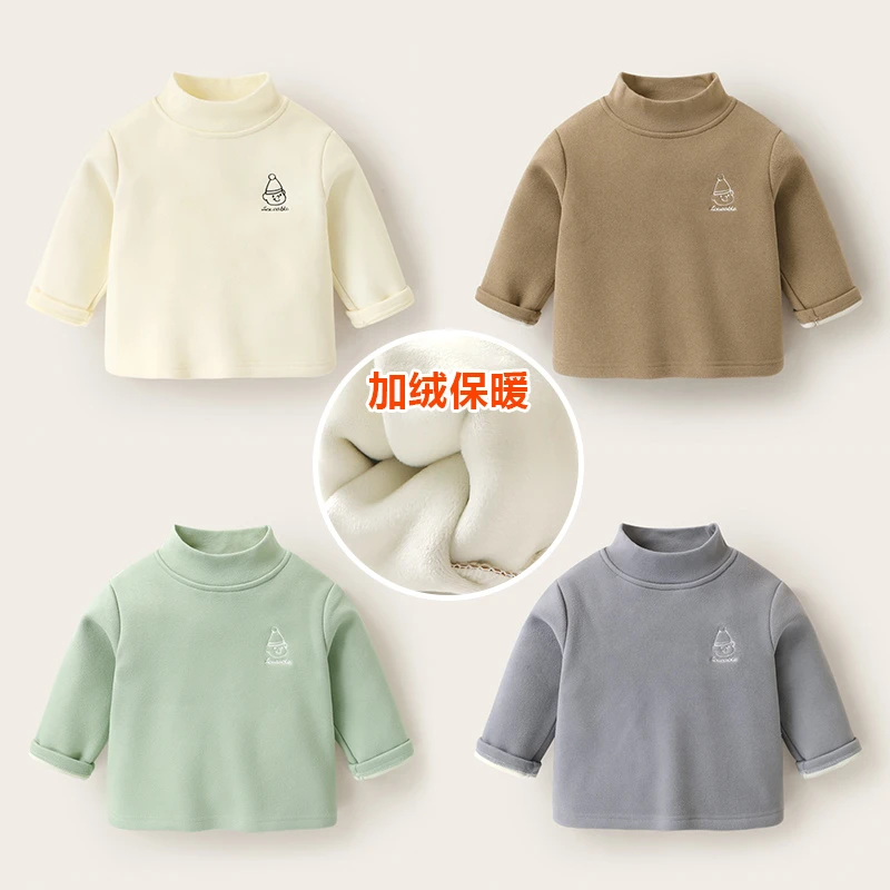 【现货】婴儿衣服德绒打底衫加绒加厚长袖T恤冬装秋冬宝宝上衣Y8125