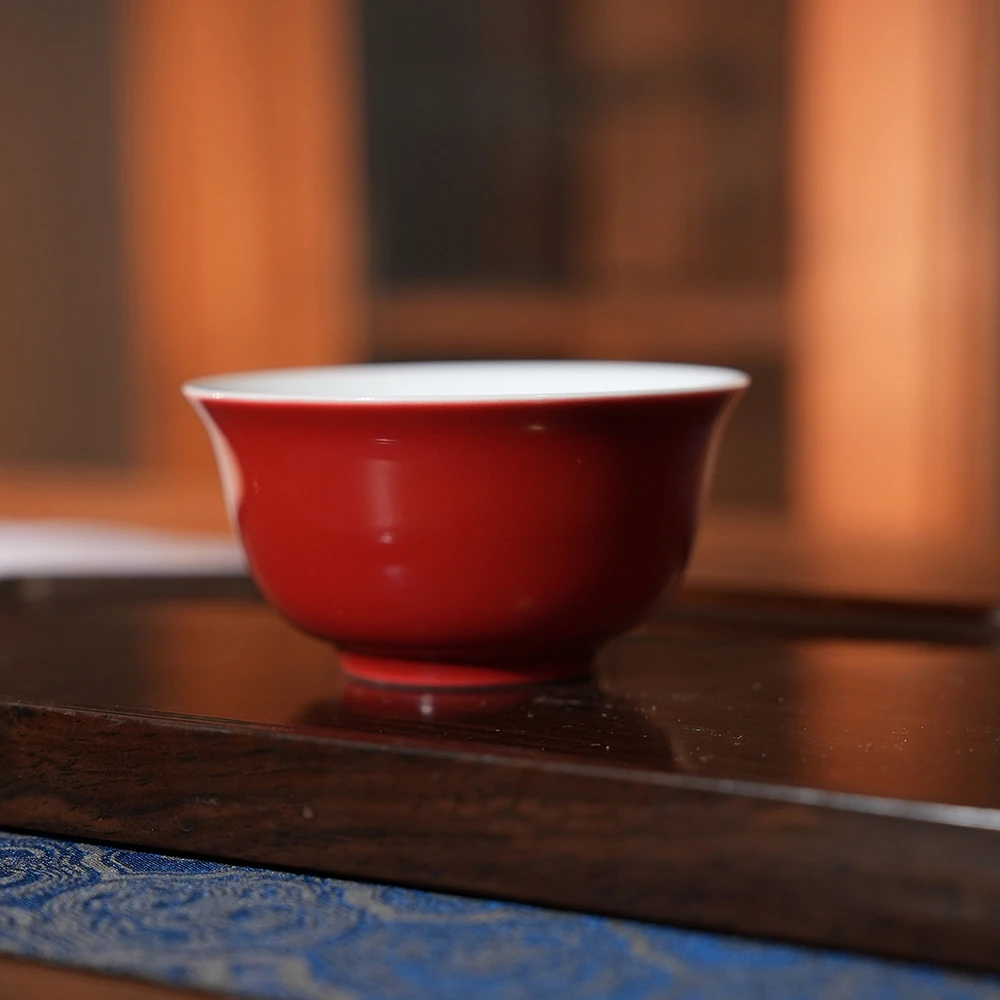 【墨舍好物】郎红小元宝杯（th709）景德镇陶瓷手绘主人杯