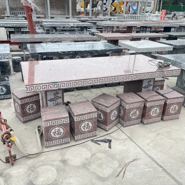 中国红花岗岩石桌石凳庭院摆件