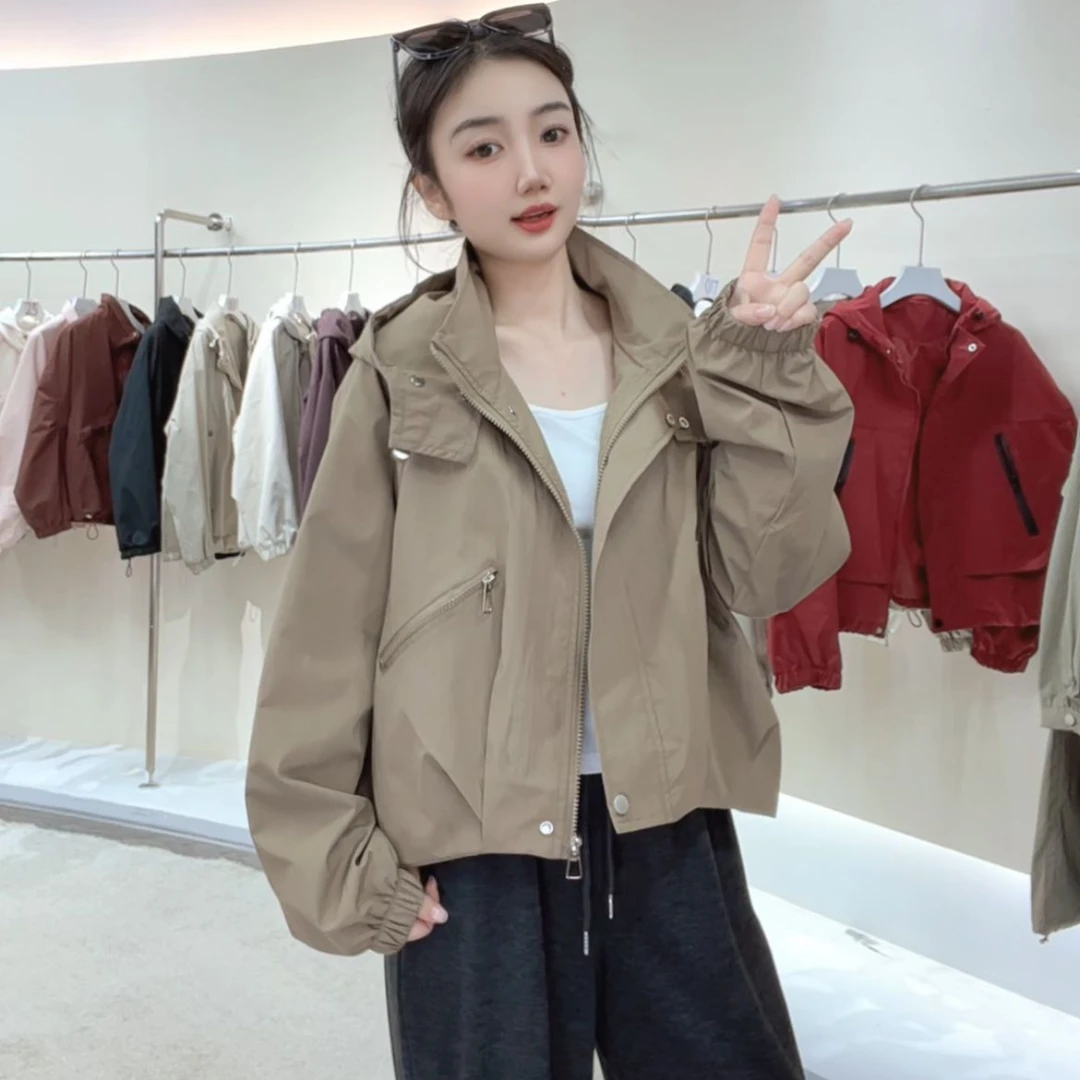 JYG01秋季新款短款外套休闲宽松潮流显瘦拉链口袋连帽上衣