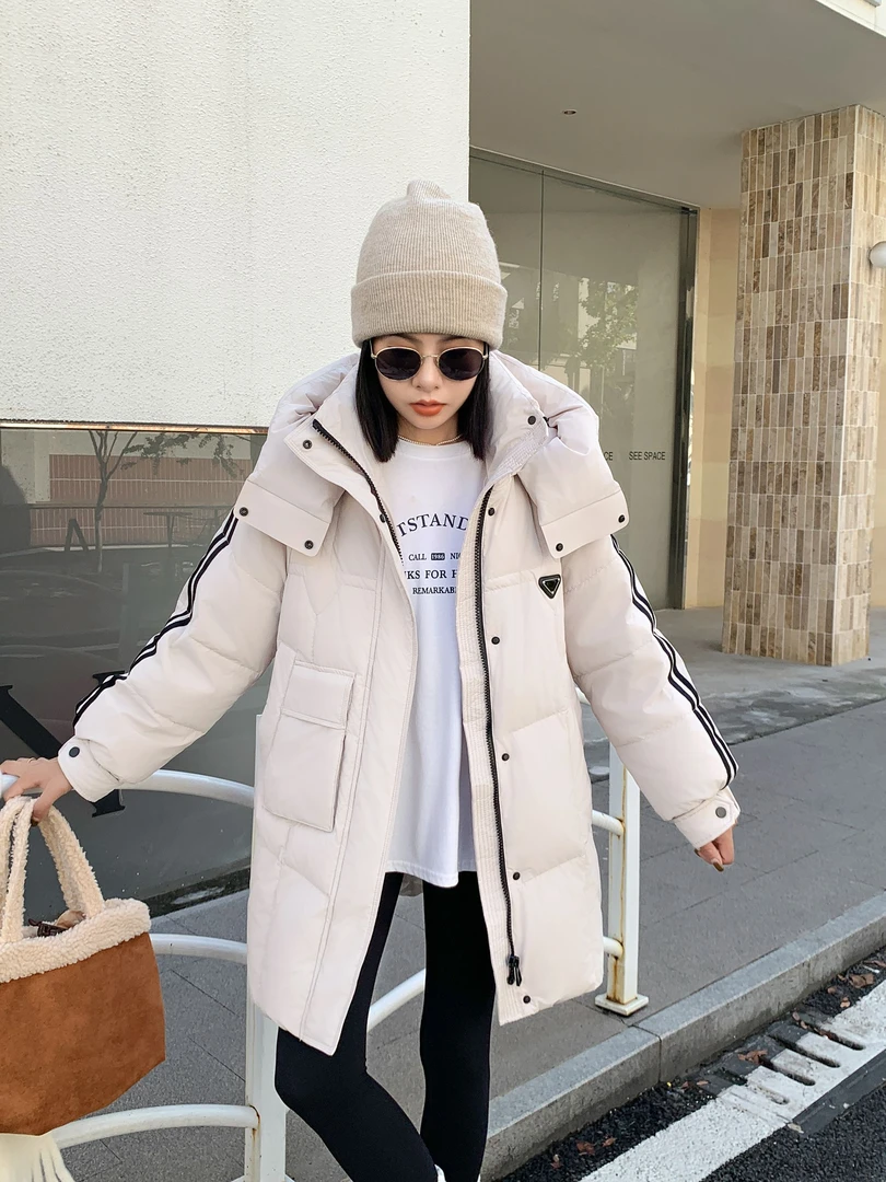 断码断色特价处理-新品简约百搭韩系中长款连帽羽绒服【依MJ-6802】