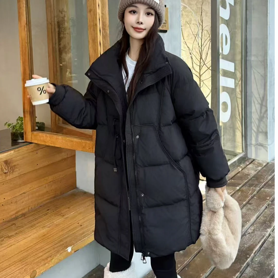 王姐专属-2024冬季新品时尚韩版宽松立领中长款羽绒服【本心-6030】