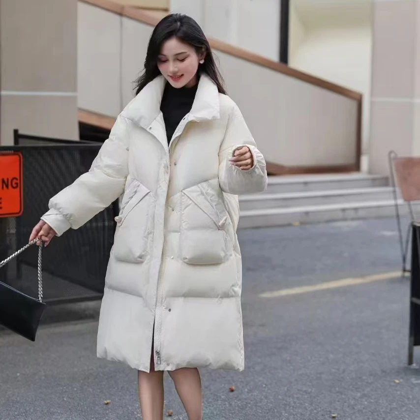 王姐专属-2024冬季韩版大口袋牛角扣百搭长款羽绒服【合悦-917】