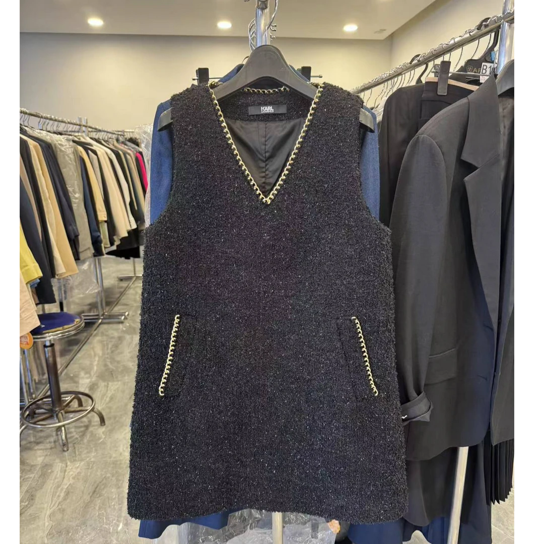 女士无袖连衣裙高货设计师款v领