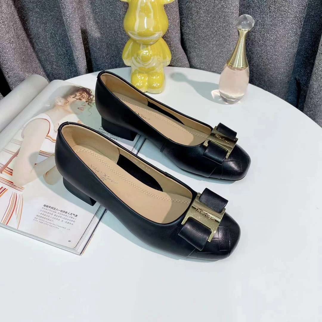 CL7905 黑色 春夏新款时尚舒适低跟圆头浅口女单鞋