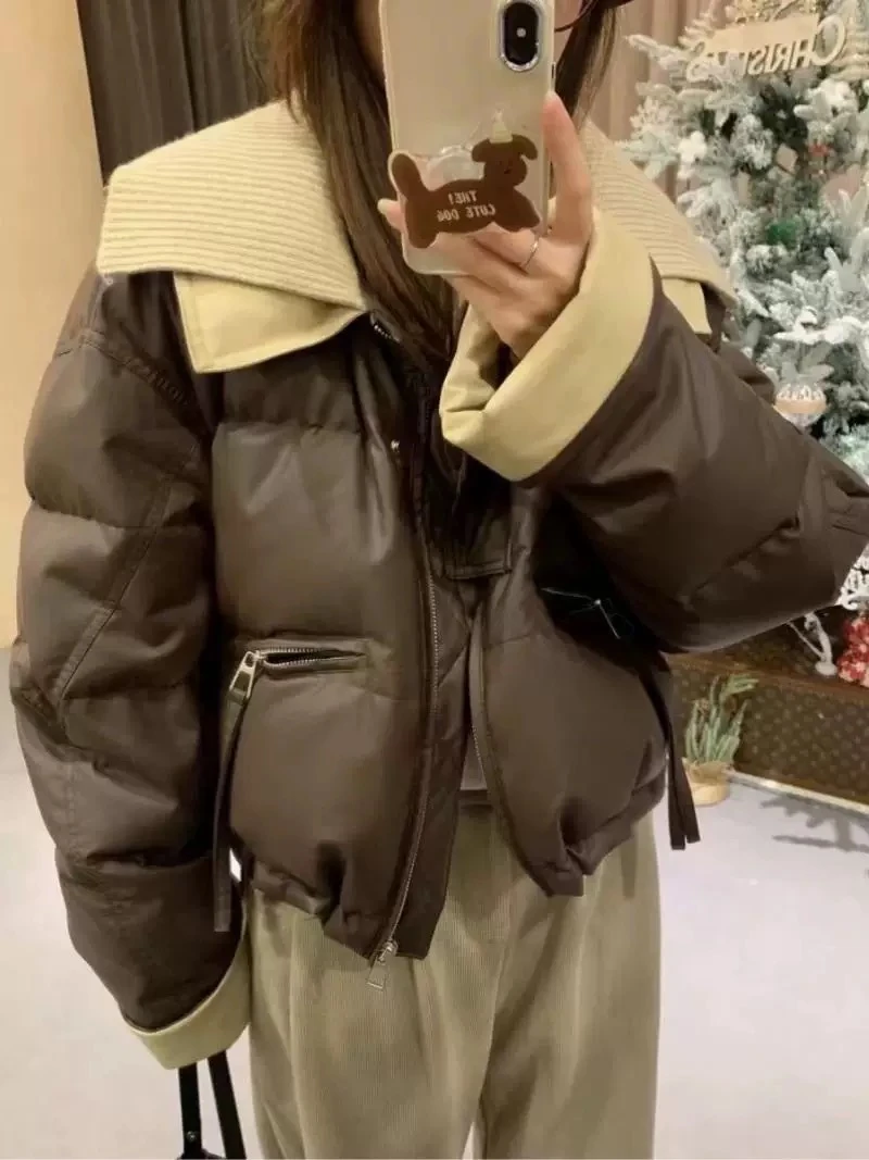 短款PU皮棉服2024冬季新款高级感爆款时尚小个子棉服外套潮