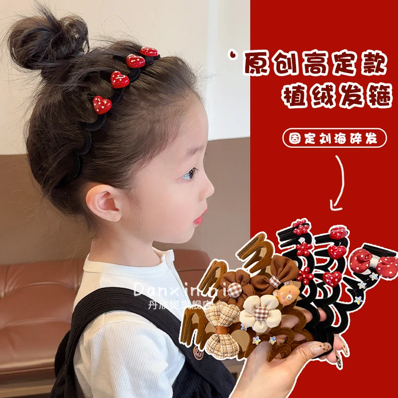 儿童奶咖发箍防滑带齿女童碎发韩版波浪头箍女孩学生洋气发卡发饰