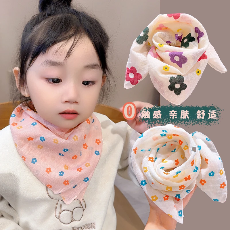 秋冬新款儿童围巾女春秋季女童方巾可爱儿童纱巾脖套亲肤百搭丝巾