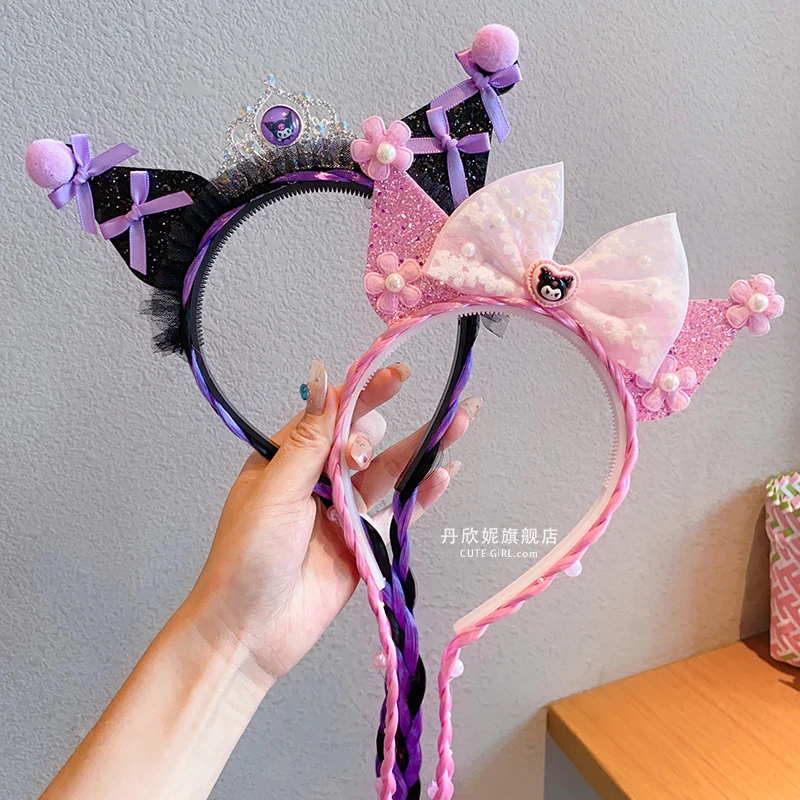 儿童发箍可爱库洛米女童宝宝假发辫防滑头箍小女孩2024新款头饰