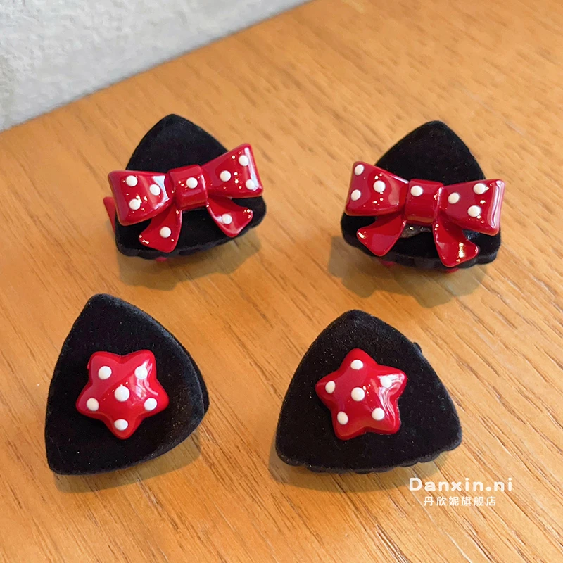 儿童红色发卡抓夹女童新款侧边夹子刘海夹女孩五角星发饰前额发夹