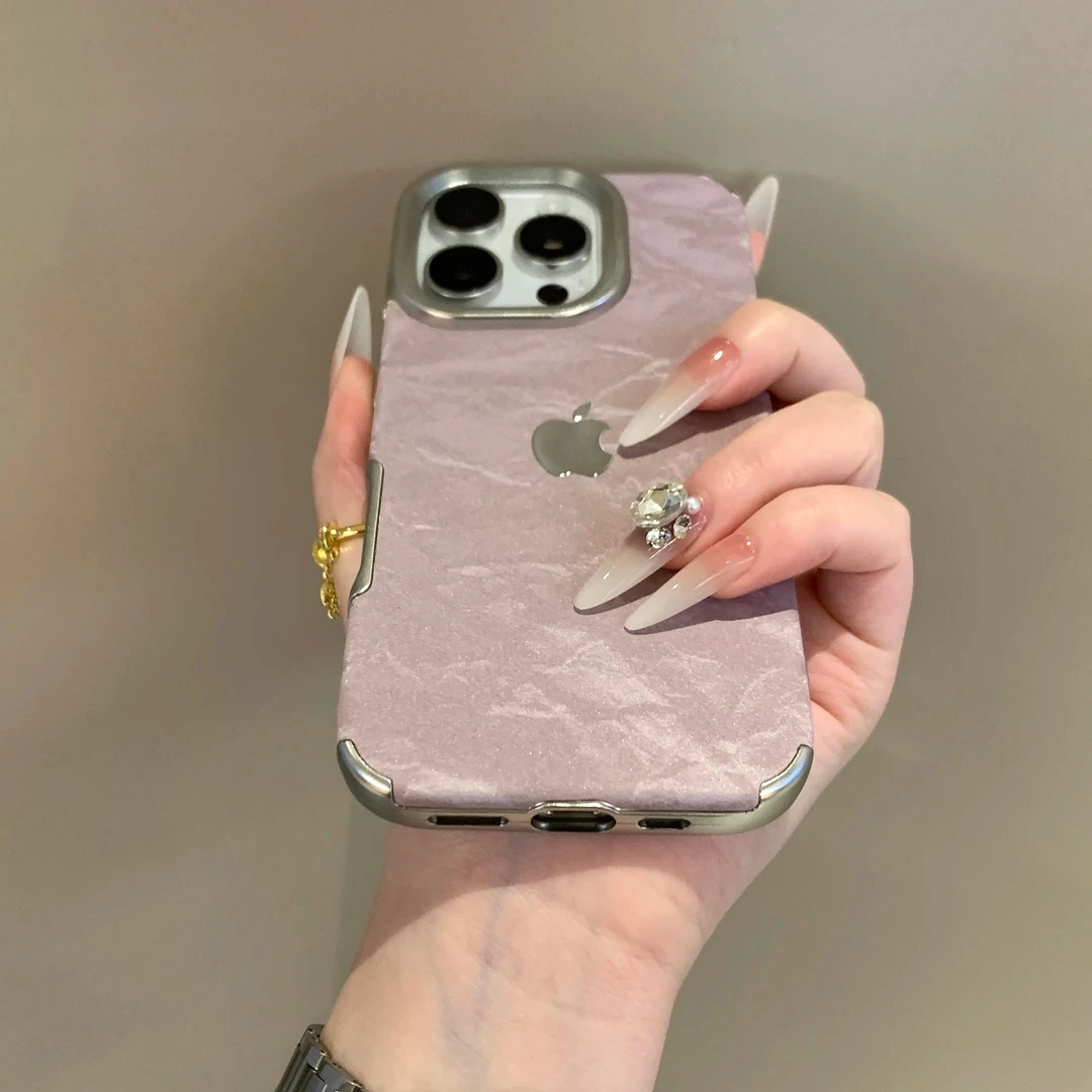 电镀绒布雪山纹适用iPhone16promax苹果15手机壳14高级感13创意12