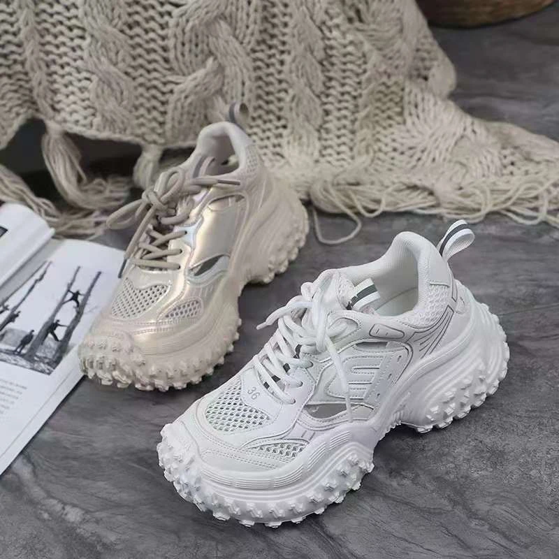 姚姚严选2024夏季老爹鞋时尚透气镂空百搭运动底休闲鞋3023-18