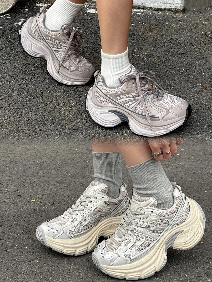 「姚姚严选」2025新款网红潮流时尚厚底透气百搭老爹鞋608-1