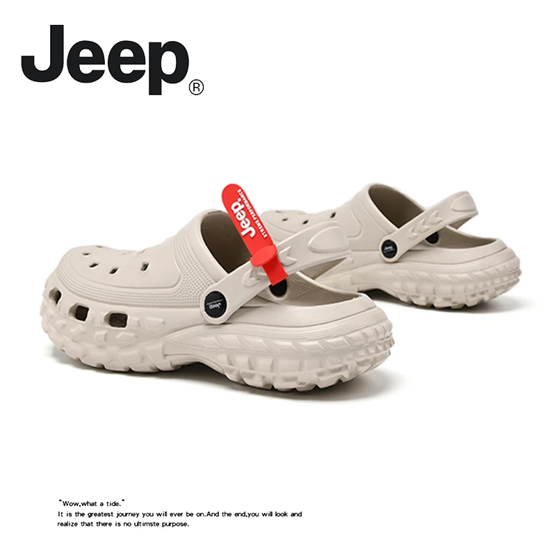 JEEP/吉普包头拖夏季男士户外防滑透气镂空eva百搭时尚沙滩拖男款