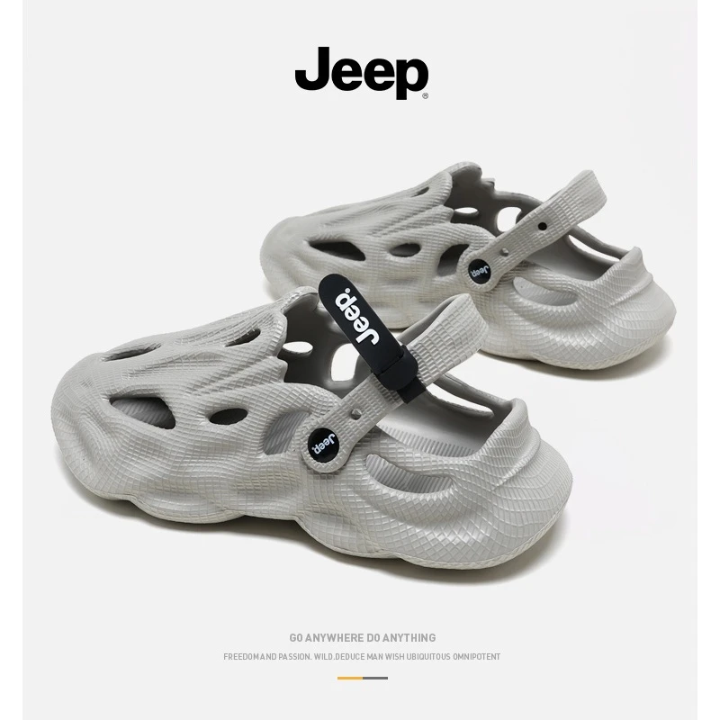 Jeep/吉普凉鞋男款夏季外穿透气软情侣百搭镂空ins潮流包头拖鞋