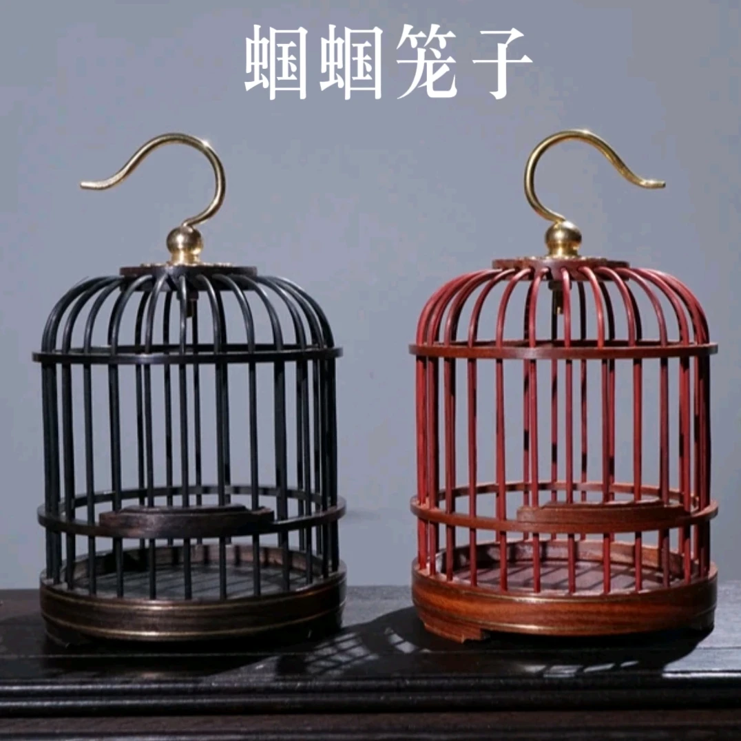 精品老式乌木红木蝈蝈儿笼纯手工制作做工爬虫鸣虫用具蝈蝈笼子