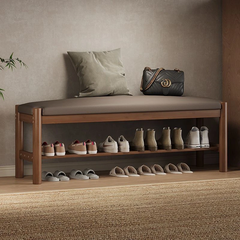 换鞋凳门口家用鞋柜坐凳一体入户穿鞋凳进门可坐楠竹鞋架室内凳子