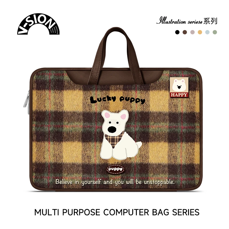原创幸运小狗新款笔记本重磅电脑包适用苹果macbook15小新手提包