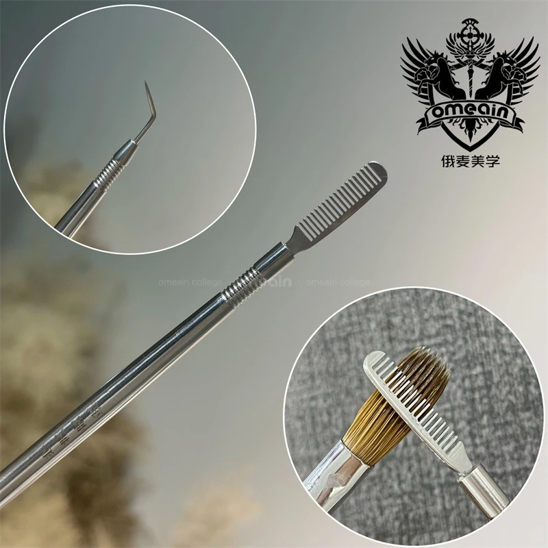 美甲专用不锈钢清洁梳双头开笔梳耐腐蚀可碰水晶液