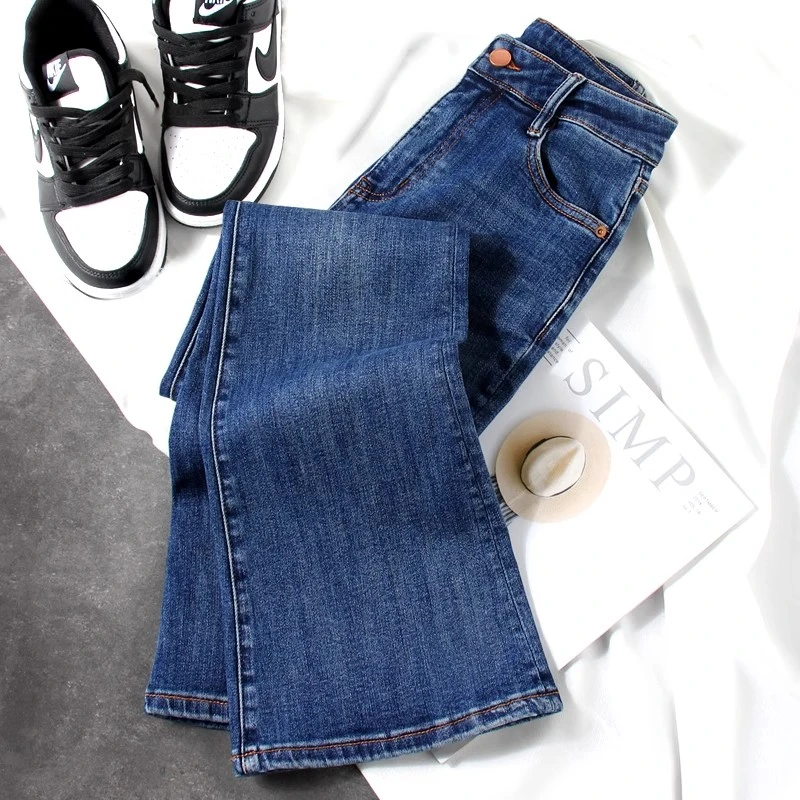 秋冬新款喇叭牛仔裤春款女高腰显瘦修身弹力复古百搭微喇拖地裤女