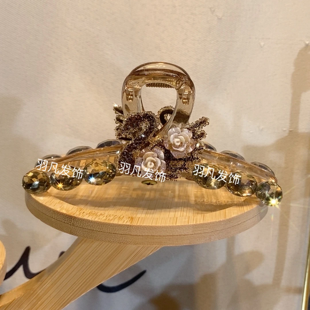 羽凡新款发饰韩版十一公分气质轻奢时尚百搭重工精致天鹅大抓夹