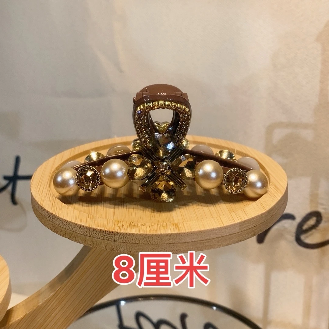 新款韩版香槟水晶发饰气质时尚百搭优雅轻奢中抓