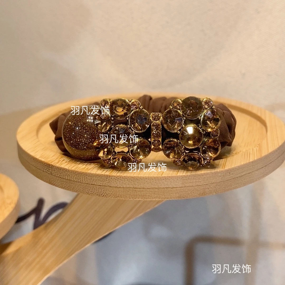 YF2300韩版发饰秋冬新款香槟蝴蝶结气质轻奢时尚百搭手工精致头绳