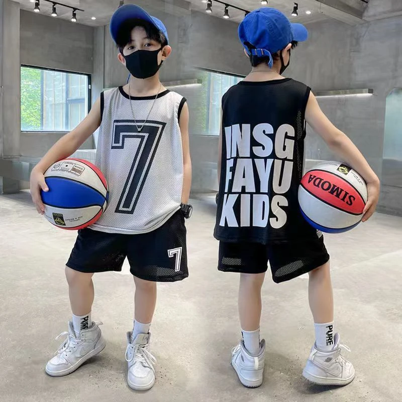 男童夏装套装速干短袖儿童篮球服运动服洋气服装2023新款网红帅气