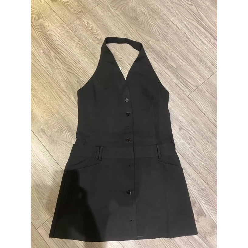 新款夏季挂脖连衣裙98107