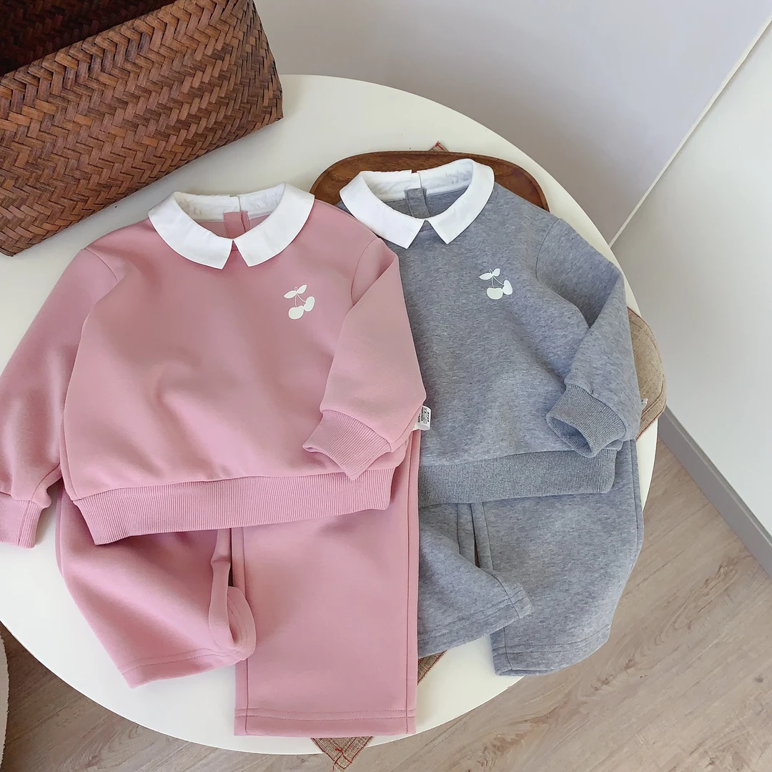 A 324047 儿童休闲套装 春秋季时髦假两件洋气韩版上衣+休闲裤子