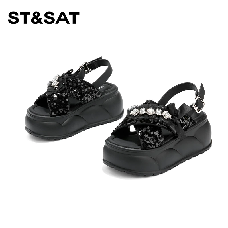 【盛夏光年】星期六厚底时装凉鞋2024新款夏季舒适百搭SSC211584E