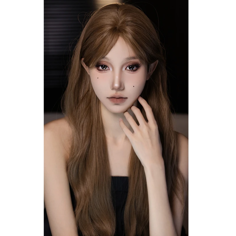 假发女长发灰棕色Lolita长卷发大波浪蓬松中分八字刘海-周沫